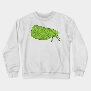 Cute green leaf hopper insect cartoon illustration Crewneck Sweatshirt